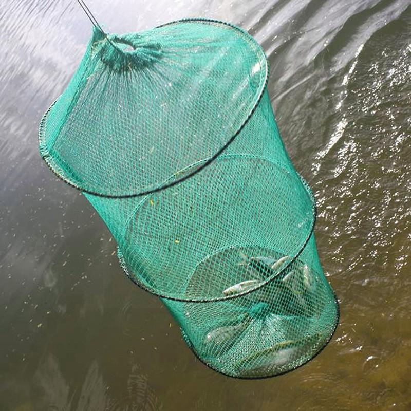 Fishing Rod Casting - Folding Round Nylon Mesh Metal Frame