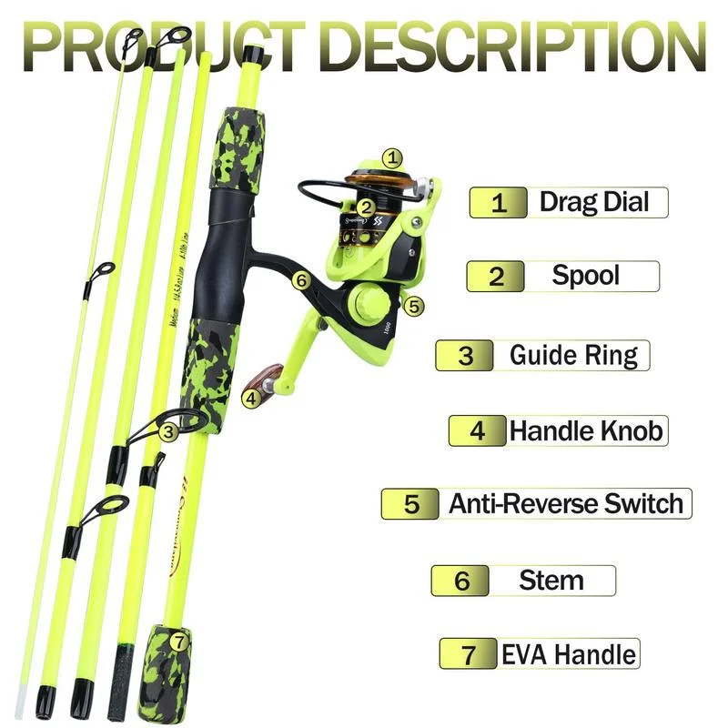 Sougayilang Portable 5 Section - Fishing Rod Combo recension och pris